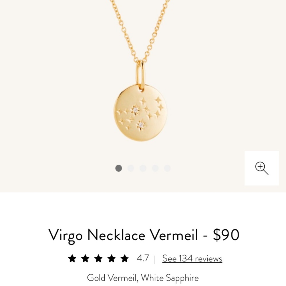 Virgo Necklace Vermeil, White Sapphire